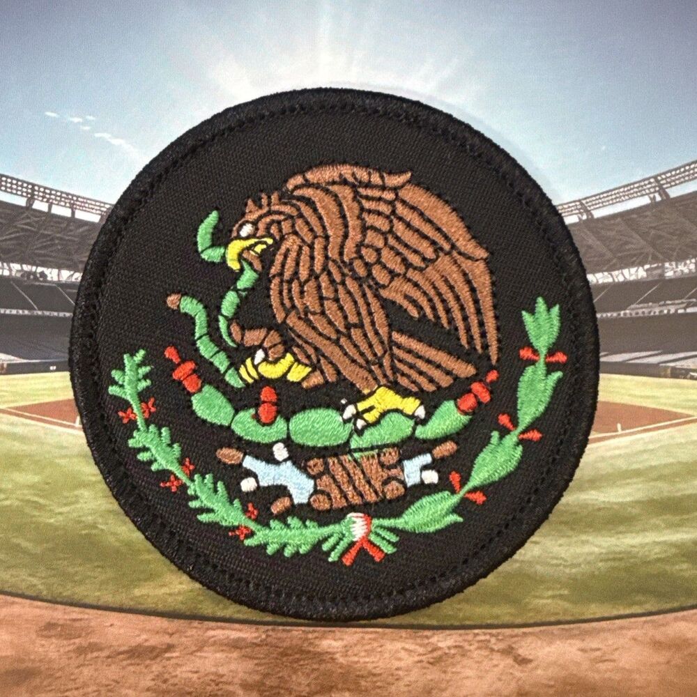 Mexico Mexican Flag Embroidered Iron On Patch Aztec Mayan Dodgers